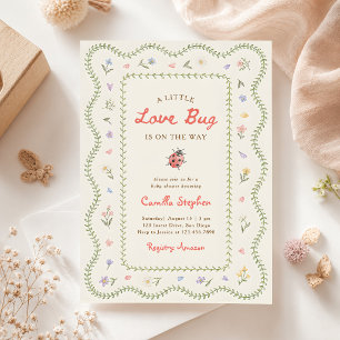 Little Love Bug Wildflower Baby Shower Invitation