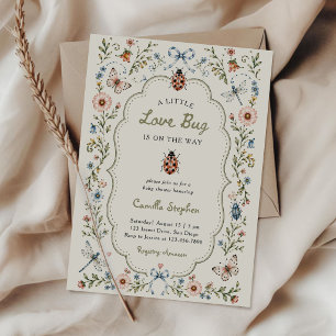 Little Love Bug Wildflower Baby Shower Invitation
