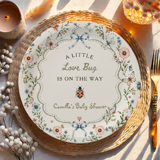 Little Love Bug Wildflower Baby Shower Paper Plates