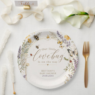 Little Love Bug Wildflower Baby Shower Paper Plates