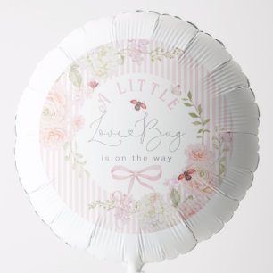 Little Love Bug Wildflower Pink Bow Baby Shower Balloon