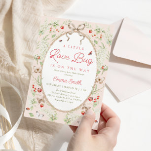 Little Love Bug Wildflower Rustic Baby Shower Invitation