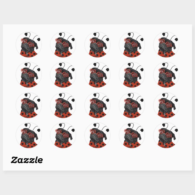 Little Love Pug | Pug Lovers Classic Round Sticker (Sheet)