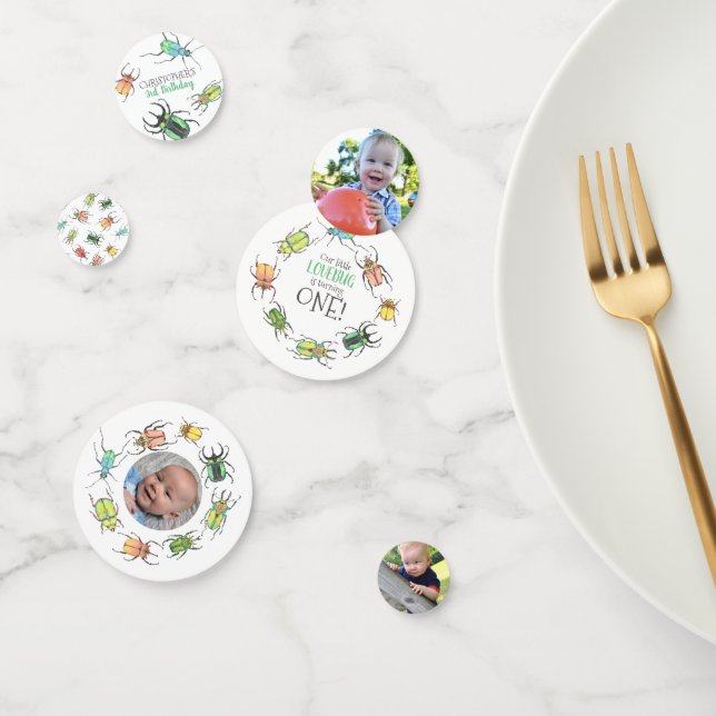 Little Lovebug Birthday Party Photo Confetti (Group)