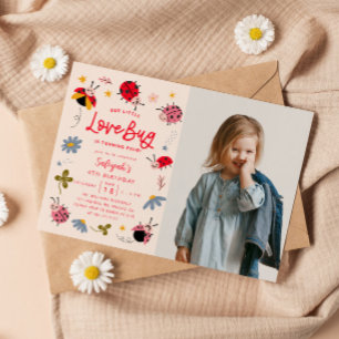 Little Lovebug Birthday Party Photo Invitation