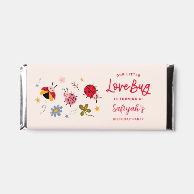 Little Lovebug Birthday Party Thank You Hershey Bar Favors (Front)
