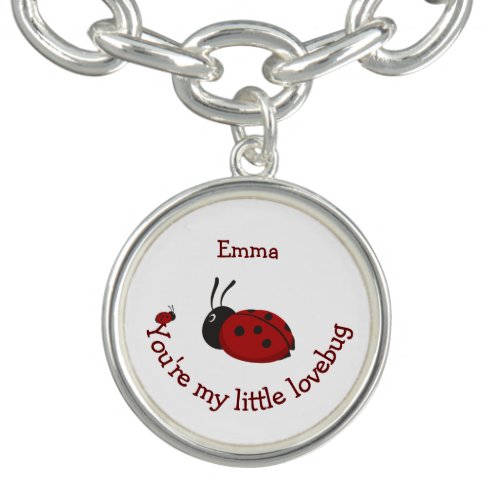 Little Lovebug Cute Ladybug Quote Custom Name Char Bracelet