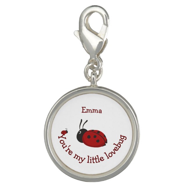 Little Lovebug Cute Ladybug Quote Custom Name Charm (Front)