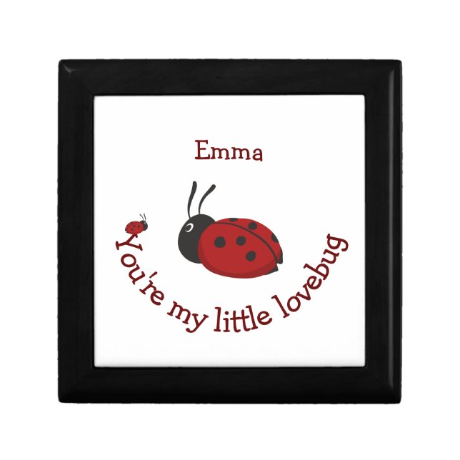 Little Lovebug Cute Ladybug Quote Custom Name  Gift Box (Front)
