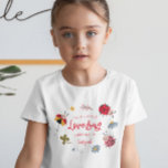 Little Lovebug Girl Birthday Party T-Shirt<br><div class="desc">Cute t shirt for your girl's ladybug theme birthday party! Illustration of ladybugs and wildflowers. The text says "This little lovebug is turning X."</div>