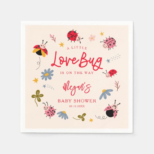 Little Lovebug Insect Baby Shower Napkins