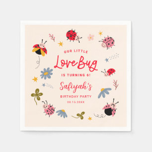 Little Lovebug Insect Birthday Party Napkins