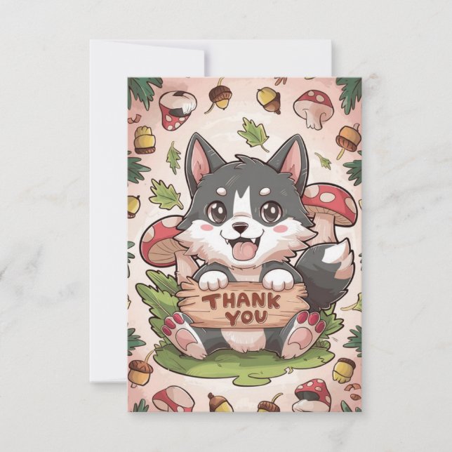 Little Lovely Wolf Thank You Card (Front)