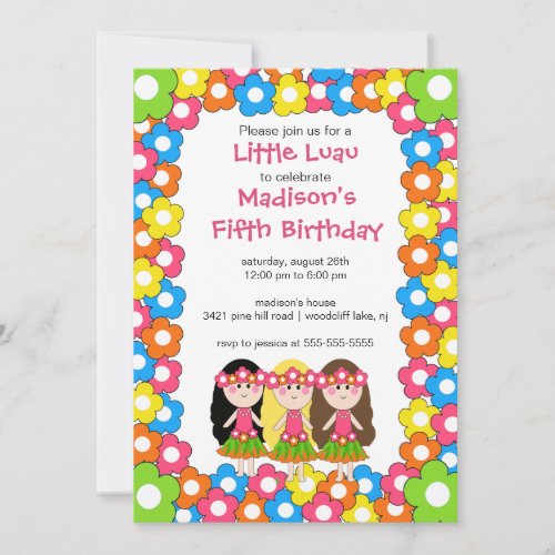Little Luau Party Birthday Invitation