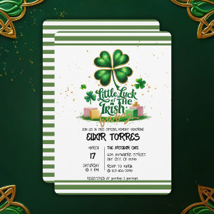 Little luck of Irish Shamrock Gold Baby Shower Invitation