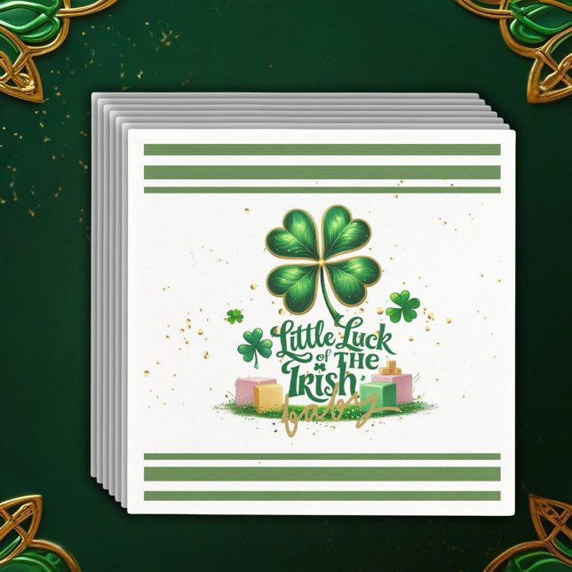 Little luck of Irish Shamrock Gold Baby Shower Napkins (Creator Uploaded)