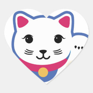 Little Lucky Cat, Maneki-neko ,招き猫 Heart Sticker