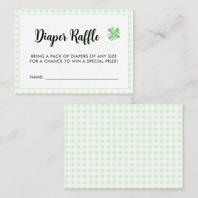 Little Lucky Charm Baby Shower Diaper Raffle Enclosure Card (Front/Back)
