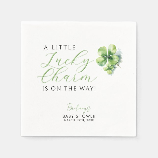 Little Lucky Charm is on the way Baby Shower Napkins (Front)