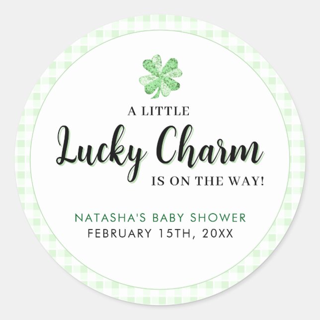 Little Lucky Charm St Patrick's Baby Shower  Classic Round Sticker (Front)