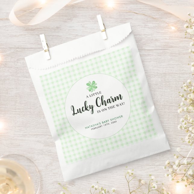 Little Lucky Charm St Patrick's Baby Shower  Favor Bag (Clipped)