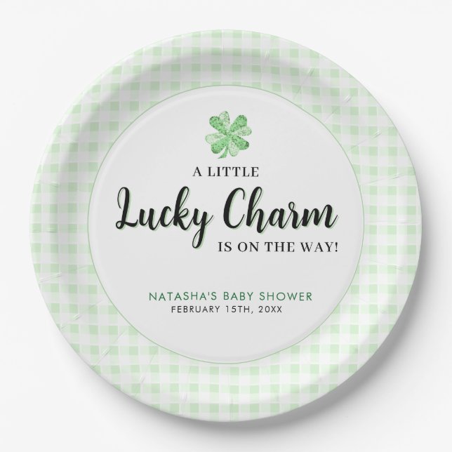 Little Lucky Charm St Patrick's Baby Shower  Paper Plates (Front)