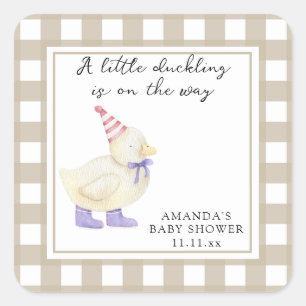 Little Lucky Duck Baby Shower  Square Sticker