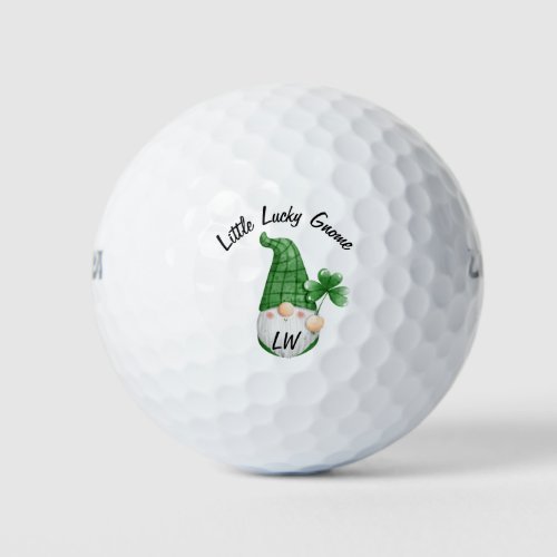 Little Lucky Gnome to Improve game Monogram Art Golf Balls