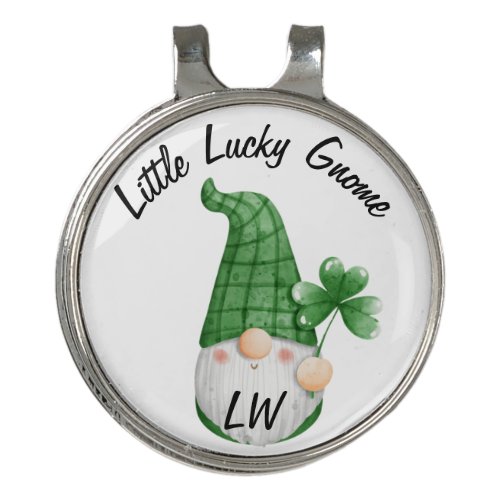 Little Lucky Gnome to Improve game Monogram Art Golf Hat Clip