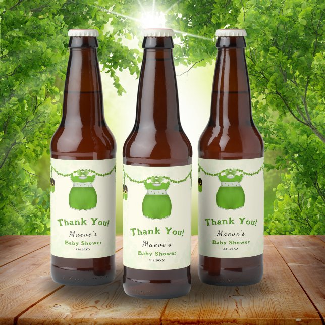 Little Lucky One Shamrock Baby Girl Outfit  Beer Bottle Label (Creator Uploaded)