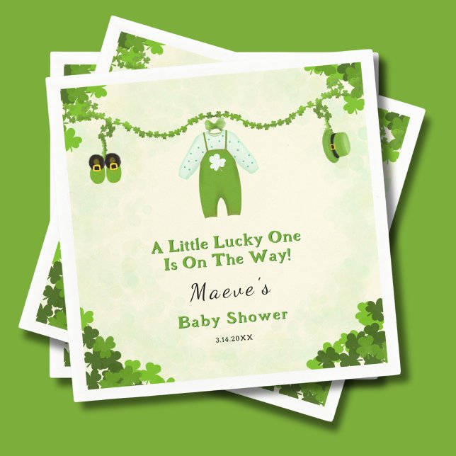 Little Lucky One Shamrock Baby Outfit Baby Shower Napkins (Creator Uploaded)