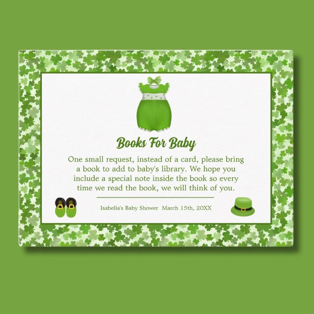 Little Lucky One Shamrock Books For Baby Girl Enclosure Card (Creator Uploaded)
