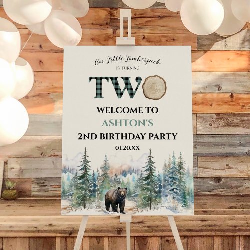 Little Lumberjack 2nd Birthday Party Welcome Sign