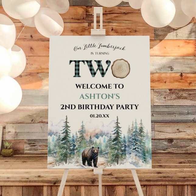 Little Lumberjack 2nd Birthday Party Welcome Sign (Creator Uploaded)