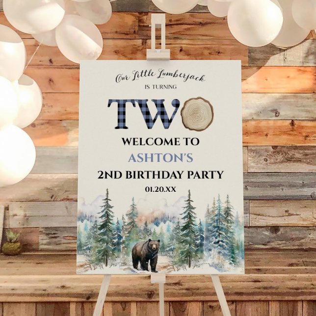 Little Lumberjack 2nd Birthday Party Welcome Sign (Creator Uploaded)