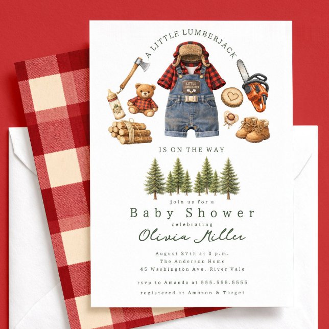 Little Lumberjack Baby Shower Invitation (Creator Uploaded)