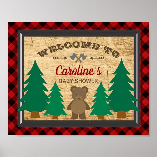 Little Lumberjack Baby Shower Welcome Sign (Front)