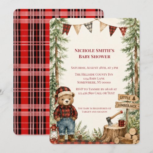 Little Lumberjack Boy Baby Shower Invitation