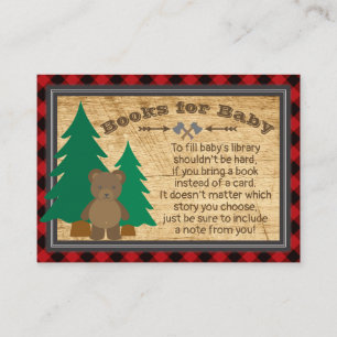 Little Lumberjack Plaid Baby Shower Bring a Book Enclosure Card