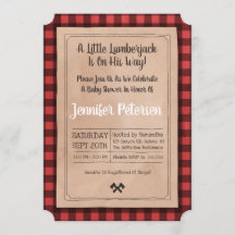 Little Lumberjack - Plaid Baby Shower Invitation
