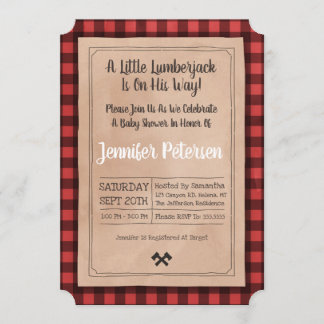 Little Lumberjack - Plaid Baby Shower Invitation