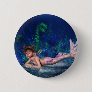 Little Maggie Mermaid Girl Pinback Button