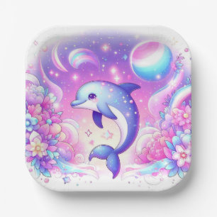 Little Magical Dolphin Baby Shower Paper Plates