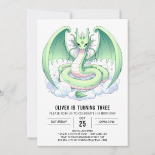 Little Magical Dragon Birthday Invitation