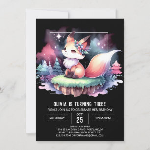 Little Magical Fox Birthday digital Invitation