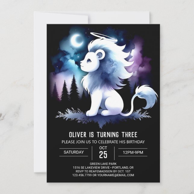 Little Magical Lion Birthday Invitation (Front)