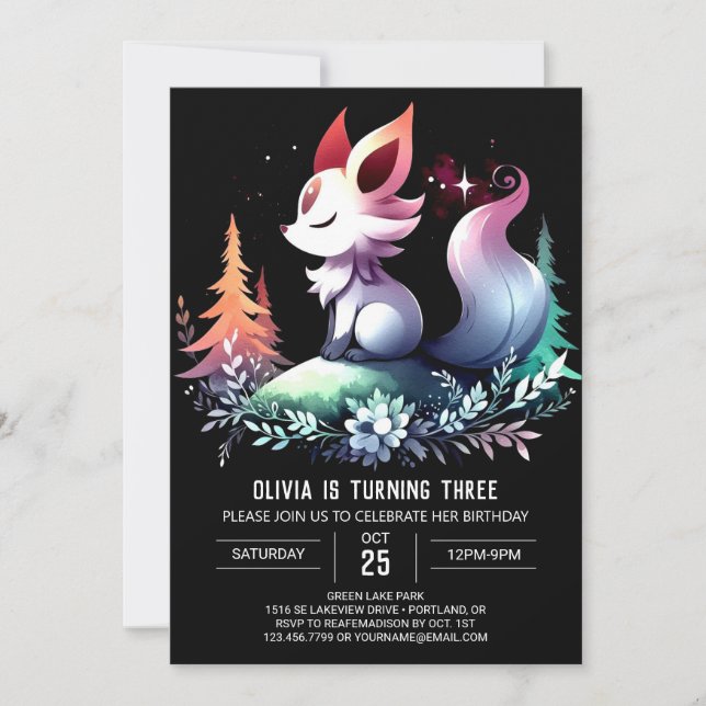Little Magical Wolf Birthday Invitation (Front)