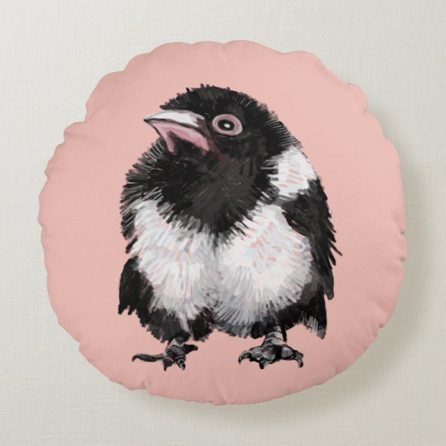 Little magpie  round pillow (Front)