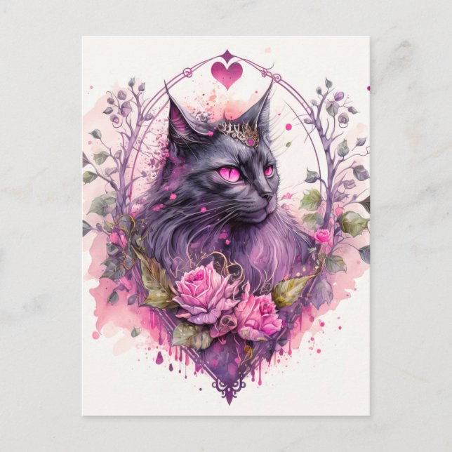 Little Majestic Kitty Cat Witch | Halloween Postcard (Front)