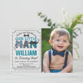 Little Man 1st Birthday Invitation Mustache Party (Standing Front)